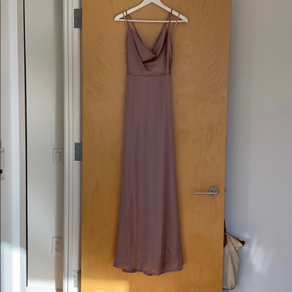 Silky Mauve Floor Length Windsor Gown - Picture 2 of 4